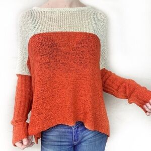 Katia Drop shoulder oversized Slouch Color Block loose knit top S/M